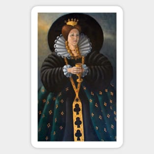 Queen of Clubs Oil painting by Avril Thomas - Adelaide Artist Sticker